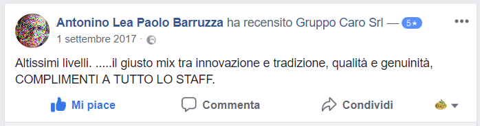 Recensione cliente prodotti agroalimentari di Gruppo Caro