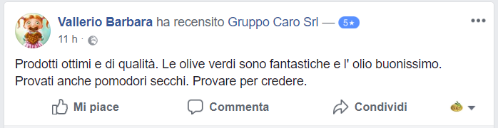 Recensione cliente prodotti agroalimentari di Gruppo Caro