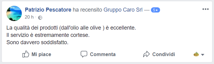 Recensione cliente prodotti agroalimentari di Gruppo Caro