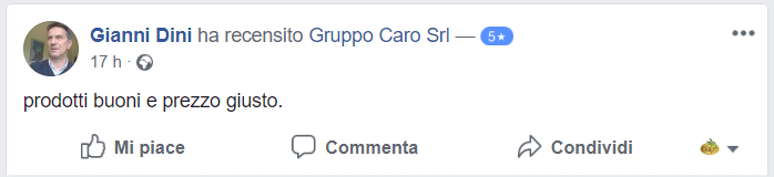 Recensione cliente prodotti agroalimentari di Gruppo Caro