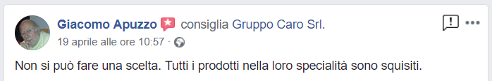 Recensione cliente prodotti agroalimentari di Gruppo Caro