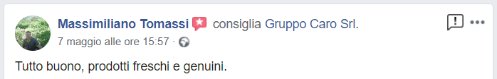 Recensione cliente prodotti agroalimentari di Gruppo Caro