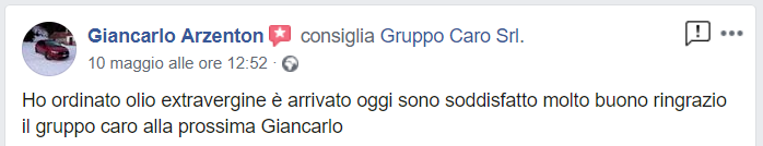 Recensione cliente prodotti agroalimentari di Gruppo Caro