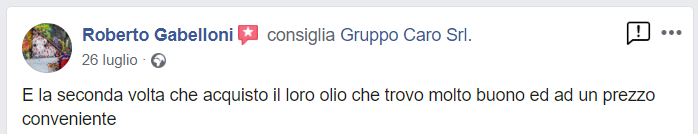 Recensione cliente prodotti agroalimentari di Gruppo Caro