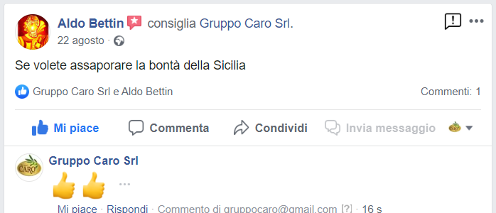 Recensione cliente prodotti agroalimentari di Gruppo Caro