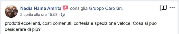 Recensione cliente prodotti agroalimentari di Gruppo Caro