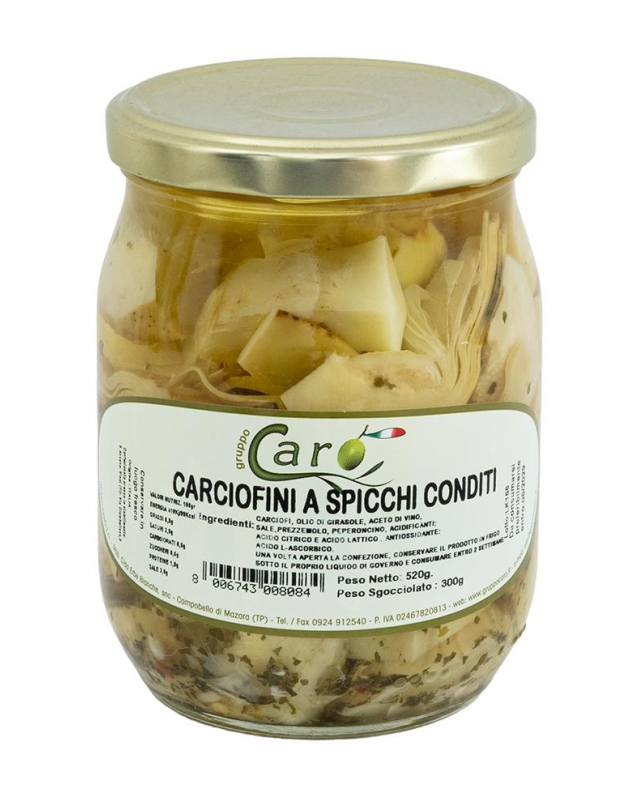 Carciofini sott'olio a spicchi conditi 520g