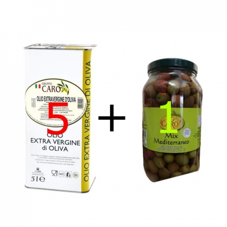 immagine 25Litri Olio EVO Nocellara più Olive Miste Siciliane 3Kg