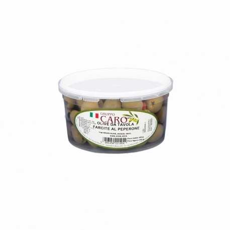 immagine 2 di Olive verdi farcite al peperone in salamoia