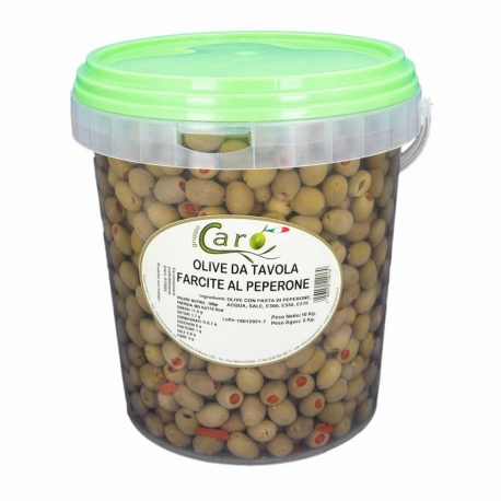 immagine 4 di Olive verdi farcite al peperone in salamoia