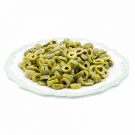 immagine 1 di Olive Verdi affettate dolcificate Nocellara in salamoia