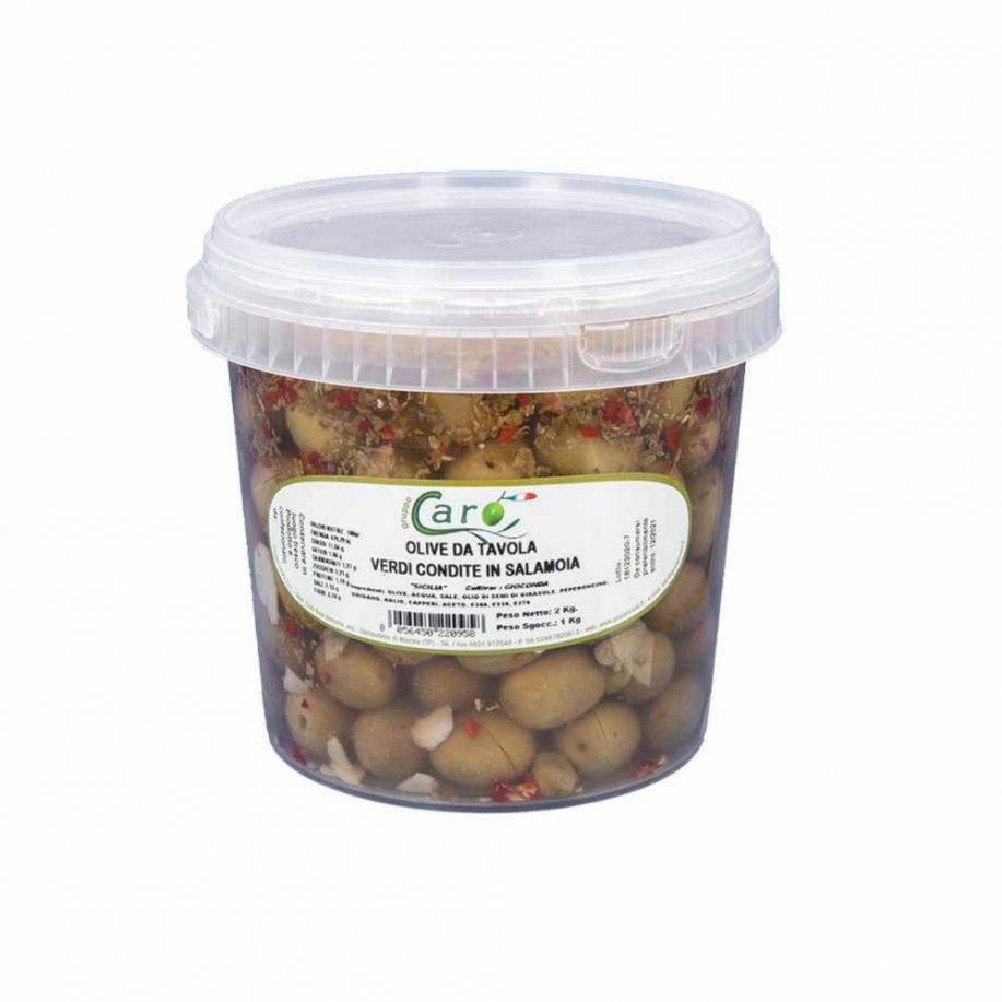 Olive Verdi Condite Gioconda in salamoia